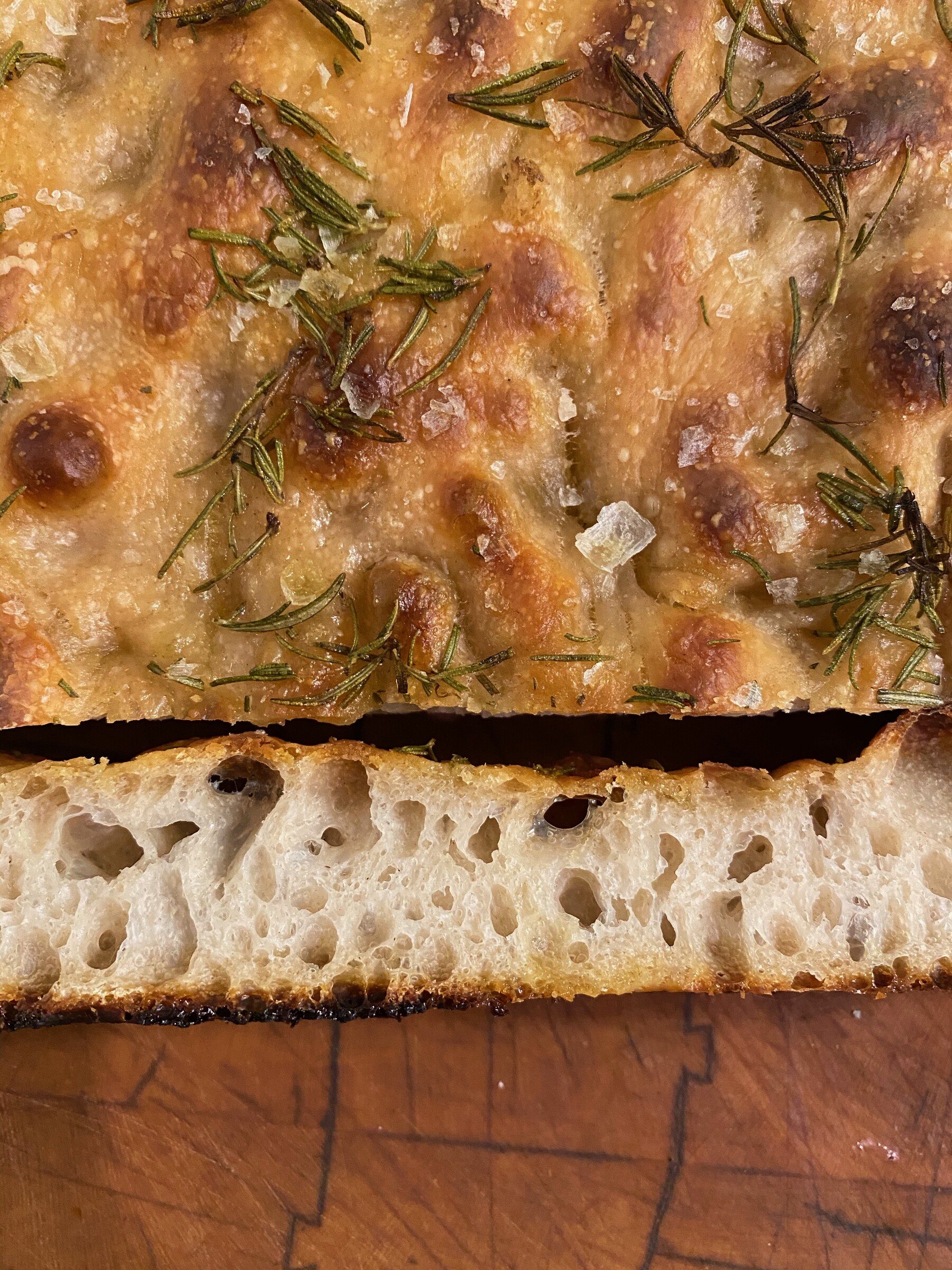 Rosemary focaccia with an airy, open crumb