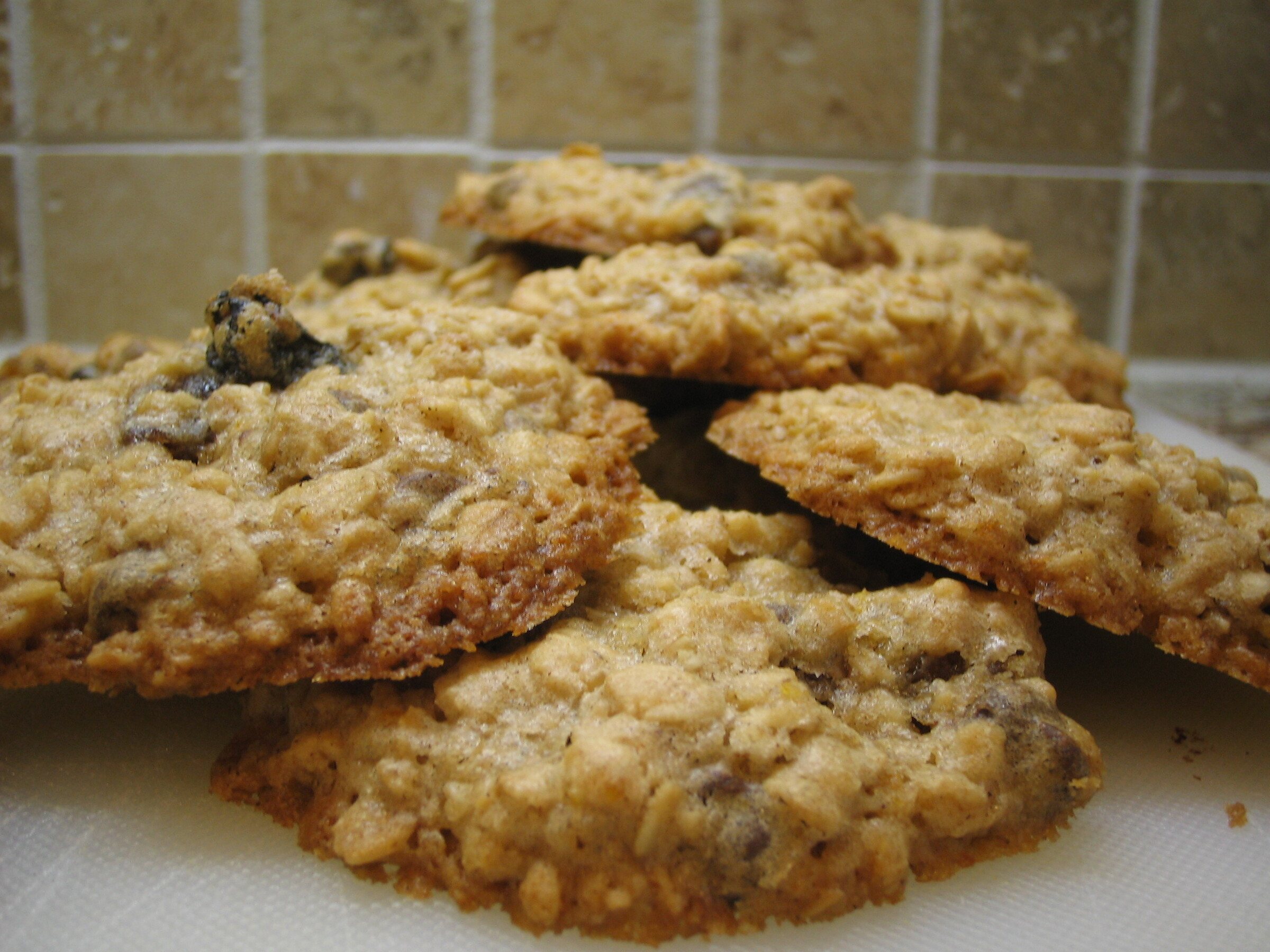 A pile of chewy oatmeal raisin cookies